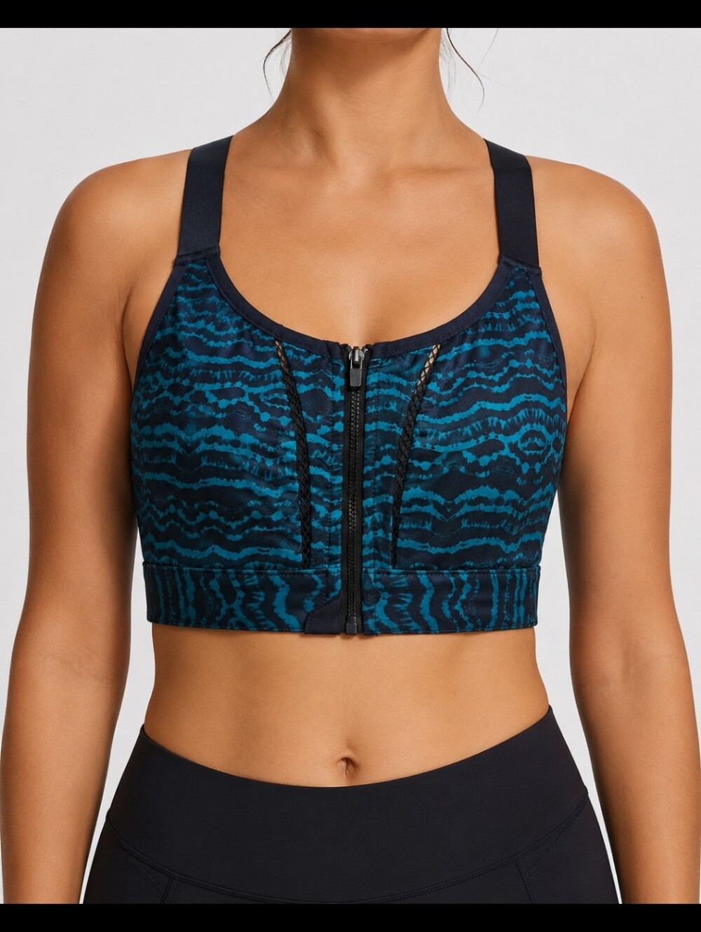 Fabletics Sports Bra Zoe High Impact Tidal Fitness Zip Front Womens Medium